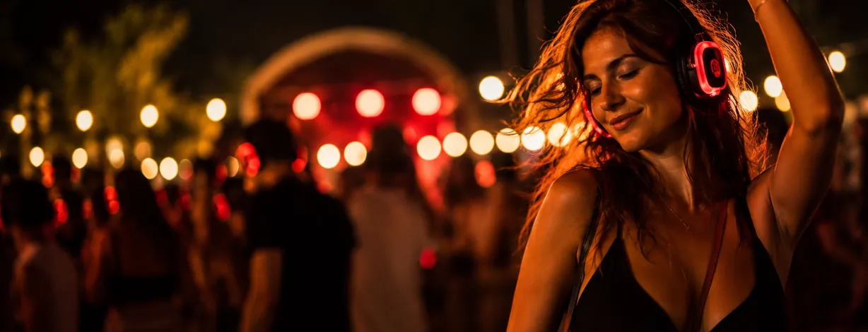 Дівчина танцює серед вогнів