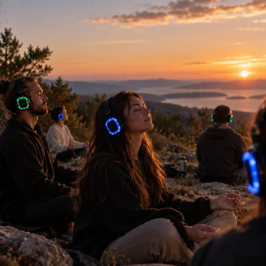 Медитація просто неба в навушниках Silent Disco